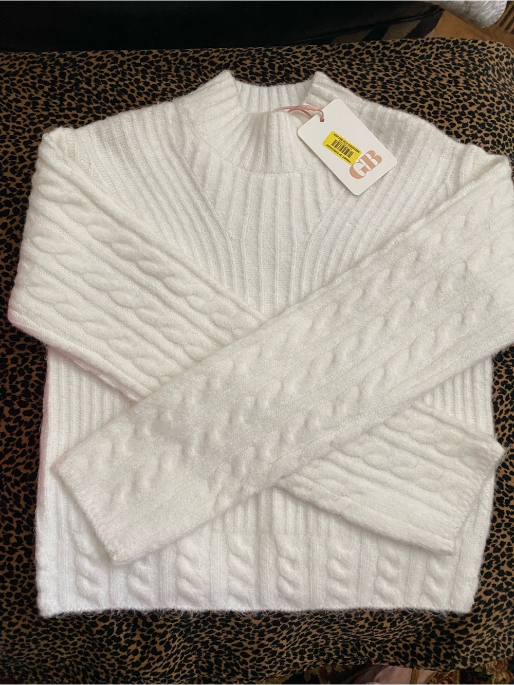 Gianni Bini Cream Cable Turtleneck Sweater